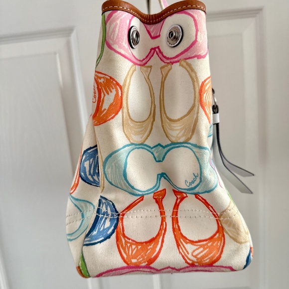 Coach Hampton Scribble Canvas Bag Tote Multicolor Y2K *FLAWED* - Picture 8 of 16